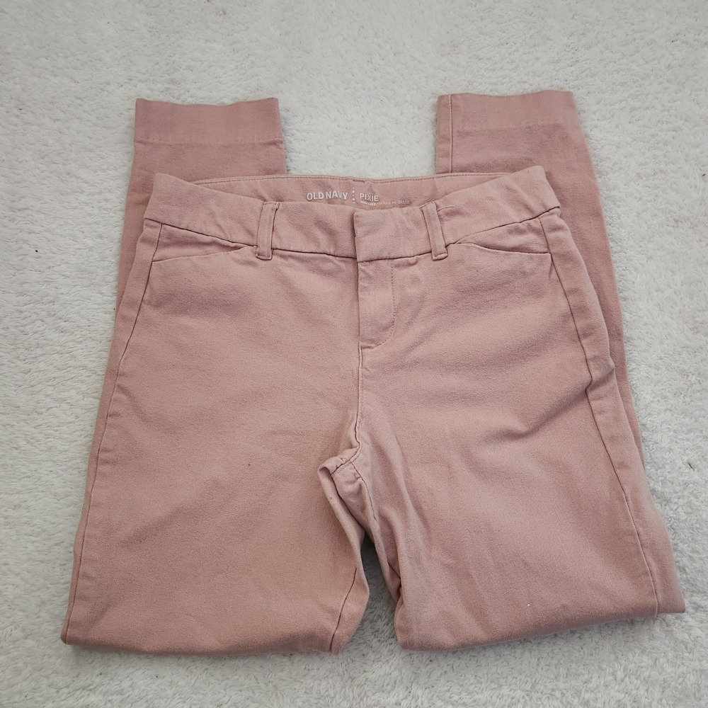 Old Navy Pixie Mid Rise Ankle Pants Womens‎ 2 Dusty Rose Pink Stretch Chino Slim